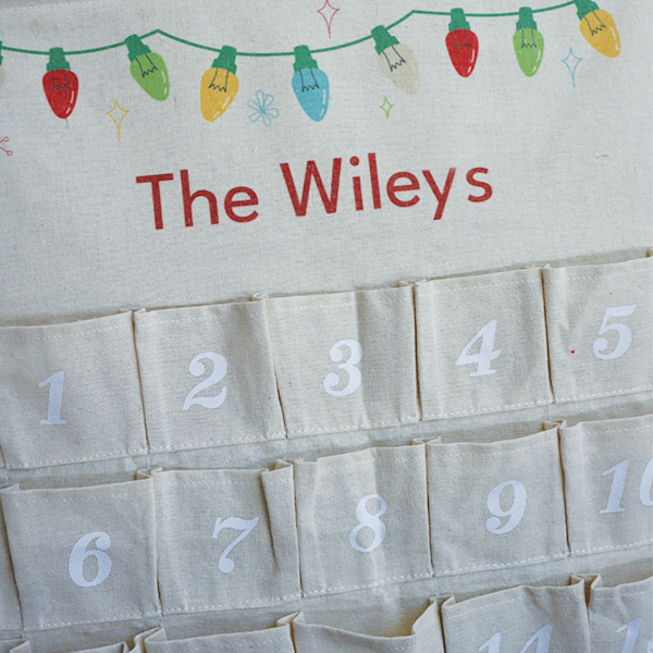 PERSONALIZED LINEN ADVENT CALENDAR -- HOLLY JOLLY CHRISTMAS