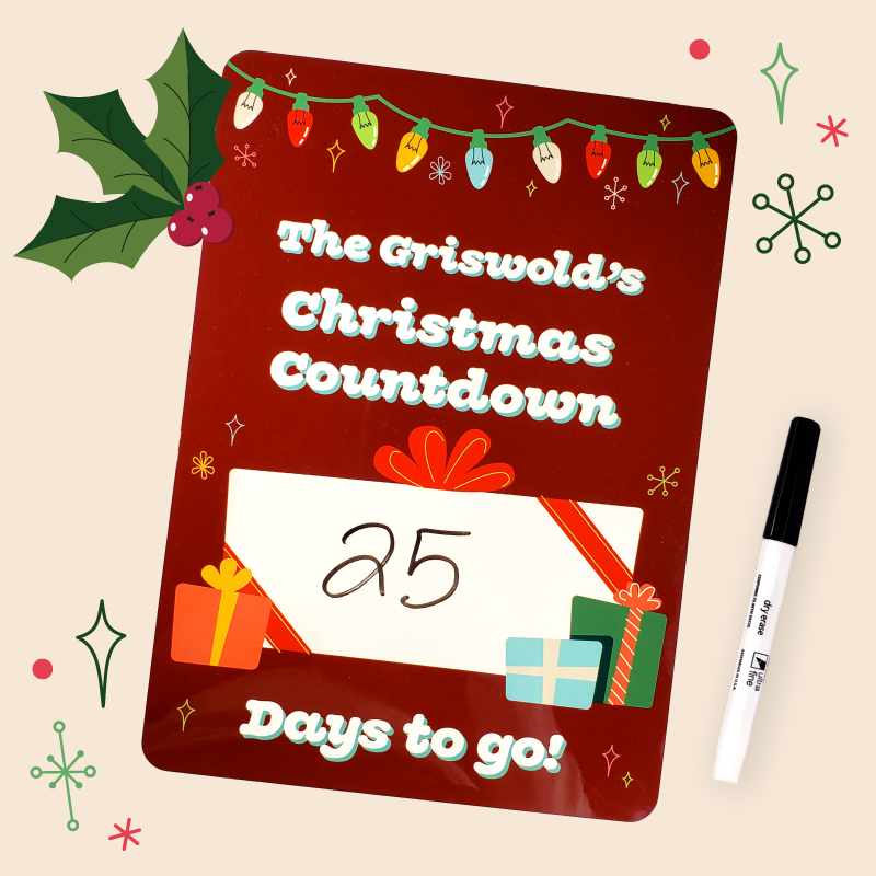 PERSONALIZED CHRISTMAS COUNTDOWN BOARD -- HOLLY JOLLY CHRISTMAS