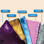 InchBug personalized sequin pillowcases list of colors: grape, gold, sky blue, flamingo, silver
