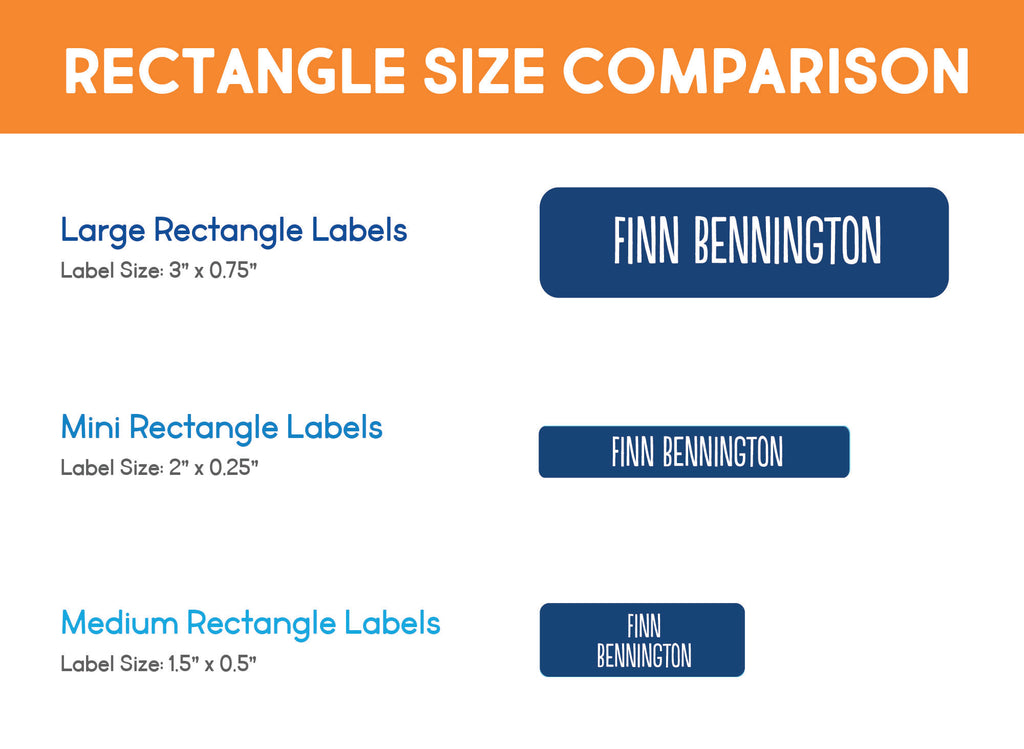 size chart for the InchBug rectangle photo labels