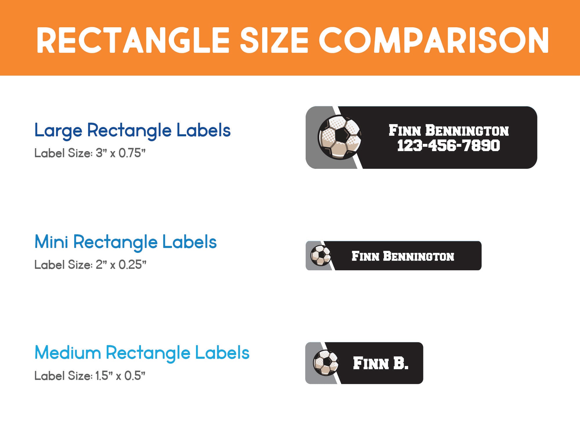InchBug Rectangle Name Labels size comparison chart