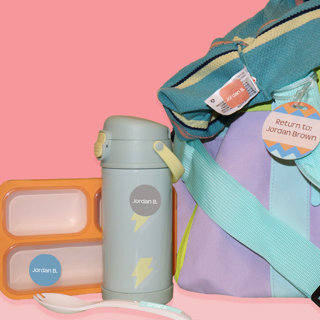 close-up view of items labeled with the InchBug Solid Big Bundle Summer Camp Combo Pack