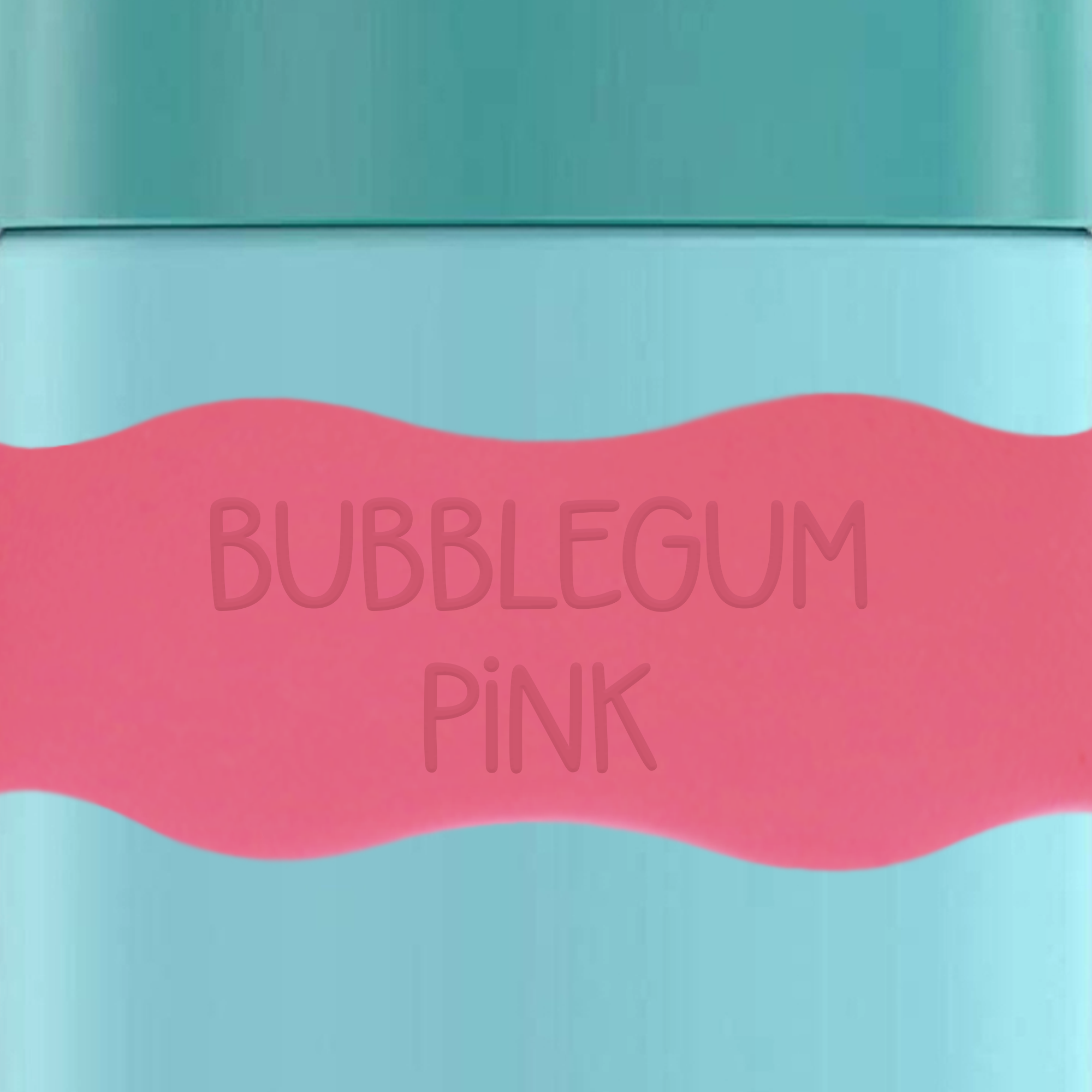 close up of InchBug Orbit Labels® Personalized Water Bottle Label - Bubblegum Pink on a green container