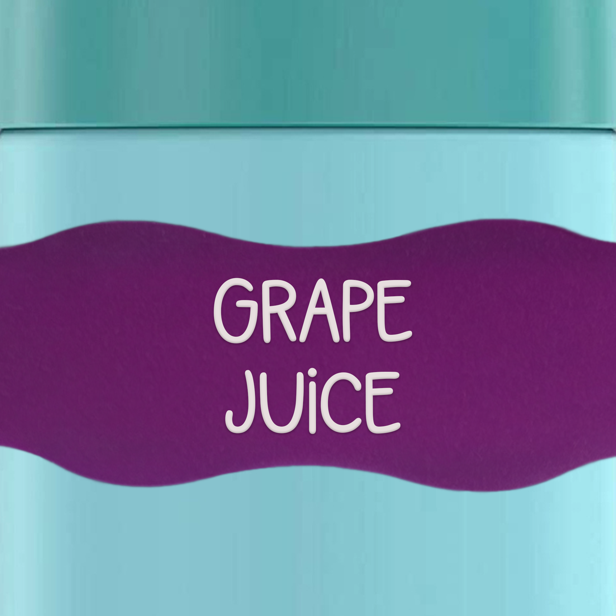 close up of InchBug Orbit Labels® Personalized Water Bottle Label - Grape Juice on a green container