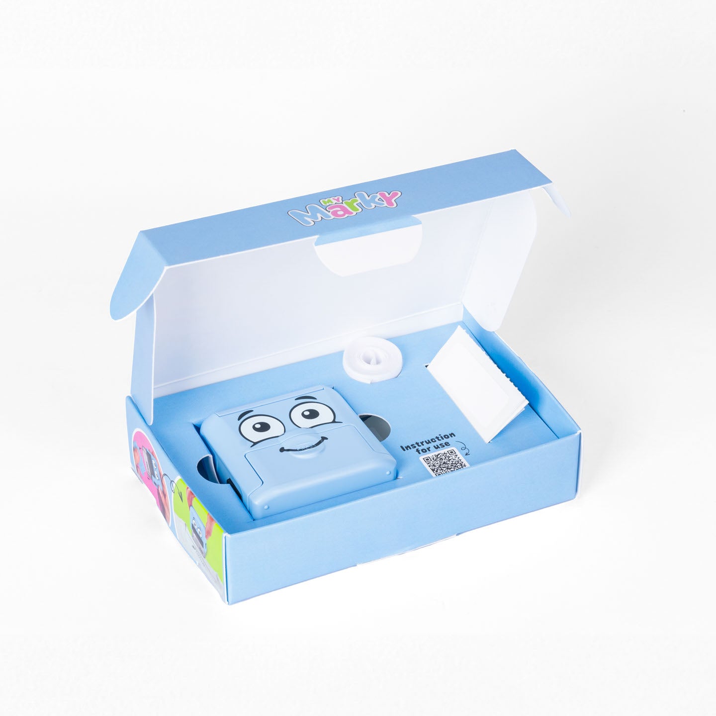 Blue InchBug My Marky packaging with a cartoon character on a white background