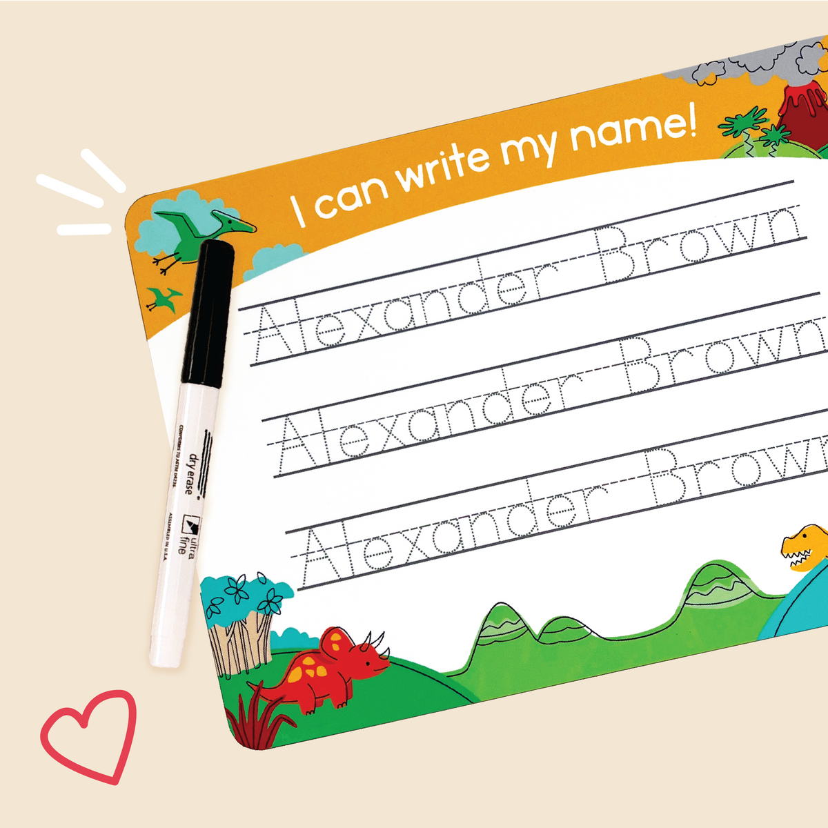 PERSONALIZED HANDWRITING BOARD - Dino Valley