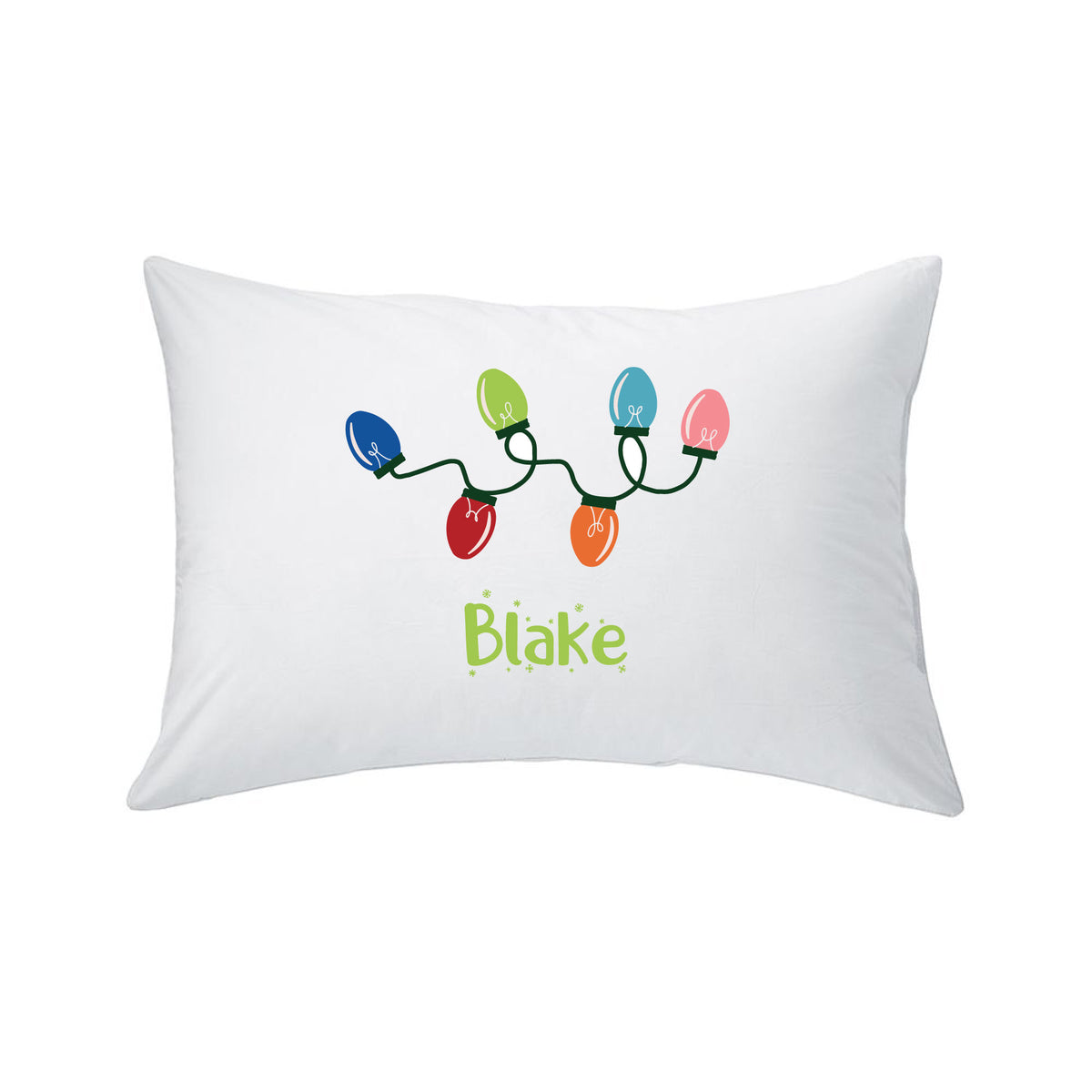 PERSONALIZED TODDLER PILLOW & PILLOWCASE -- MERRY & BRIGHT LIGHTS